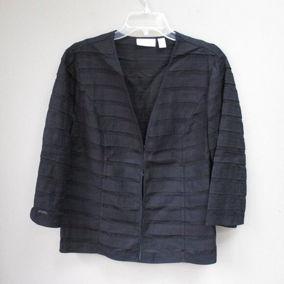 Womens Chico's Black Topper Jacket 3/4 Sleeves Lightweight Size Medium - Picture 1 of 4